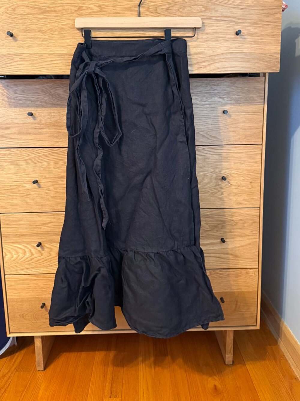 Reformation Black Julep Linen Skirt